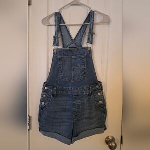 No Boundaries Blue Denim Overall Shorts